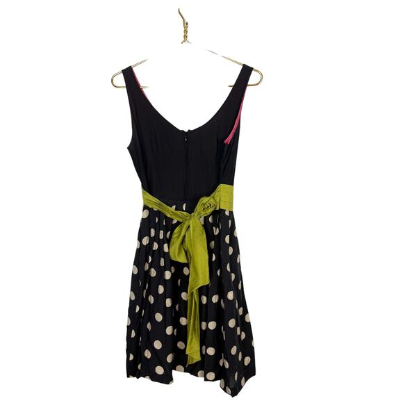 Anthropologie Corey Lynn Calter Slice of Lime Polka Dot Dress Black Retro Sz 6 - Picture 3 of 8
